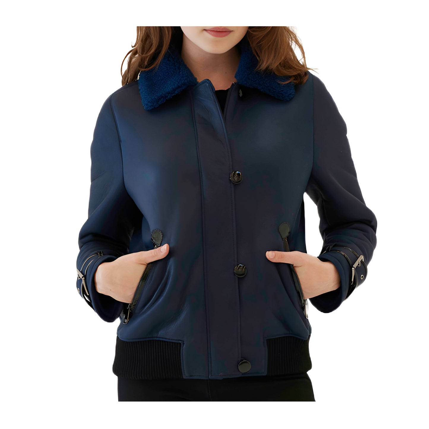 Blouson Aviateur Bleu Marine Femme