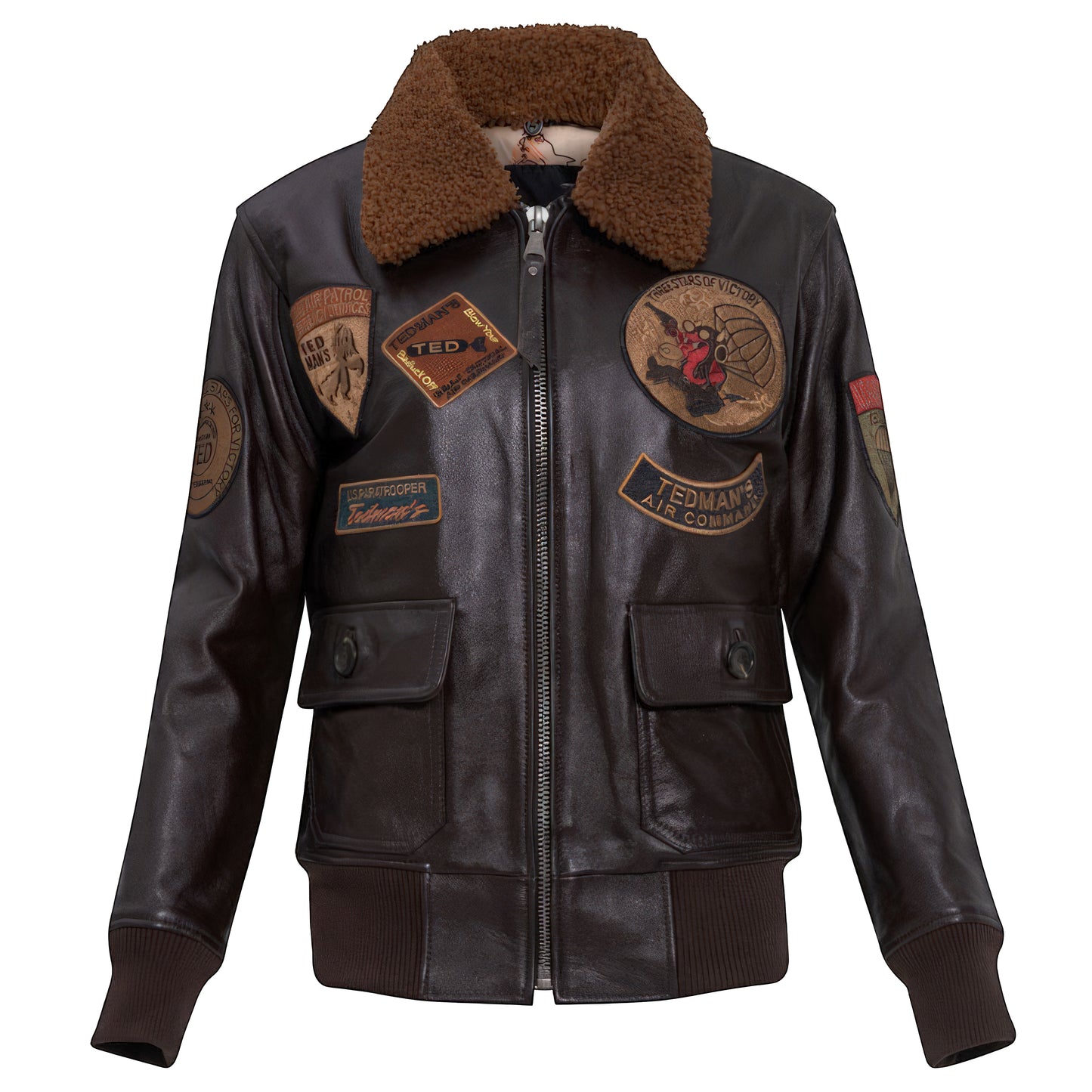 Blouson aviateur cuir femme marron