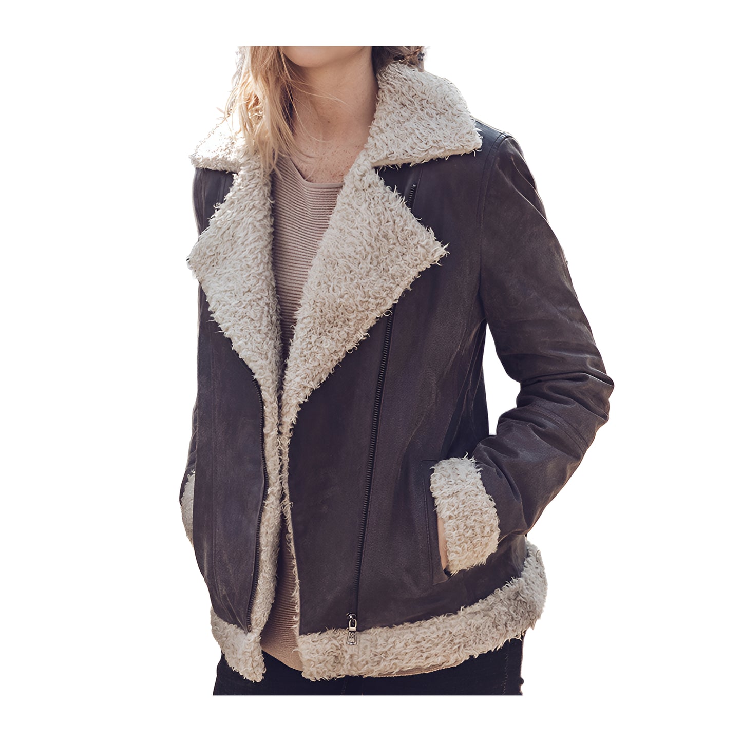 Blouson aviateur daim femme