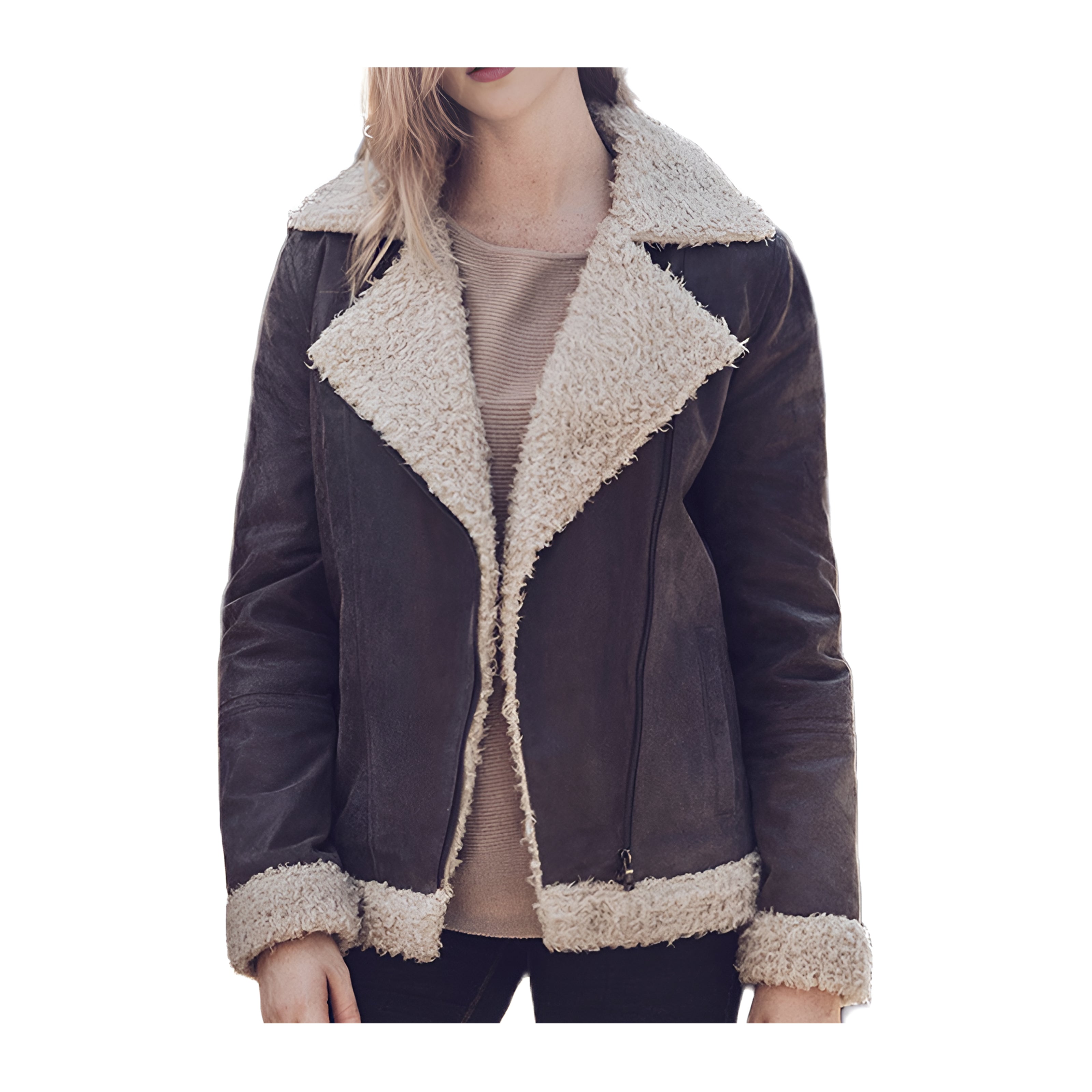 Blouson Aviateur Femme Daim Cuir Aviateur1