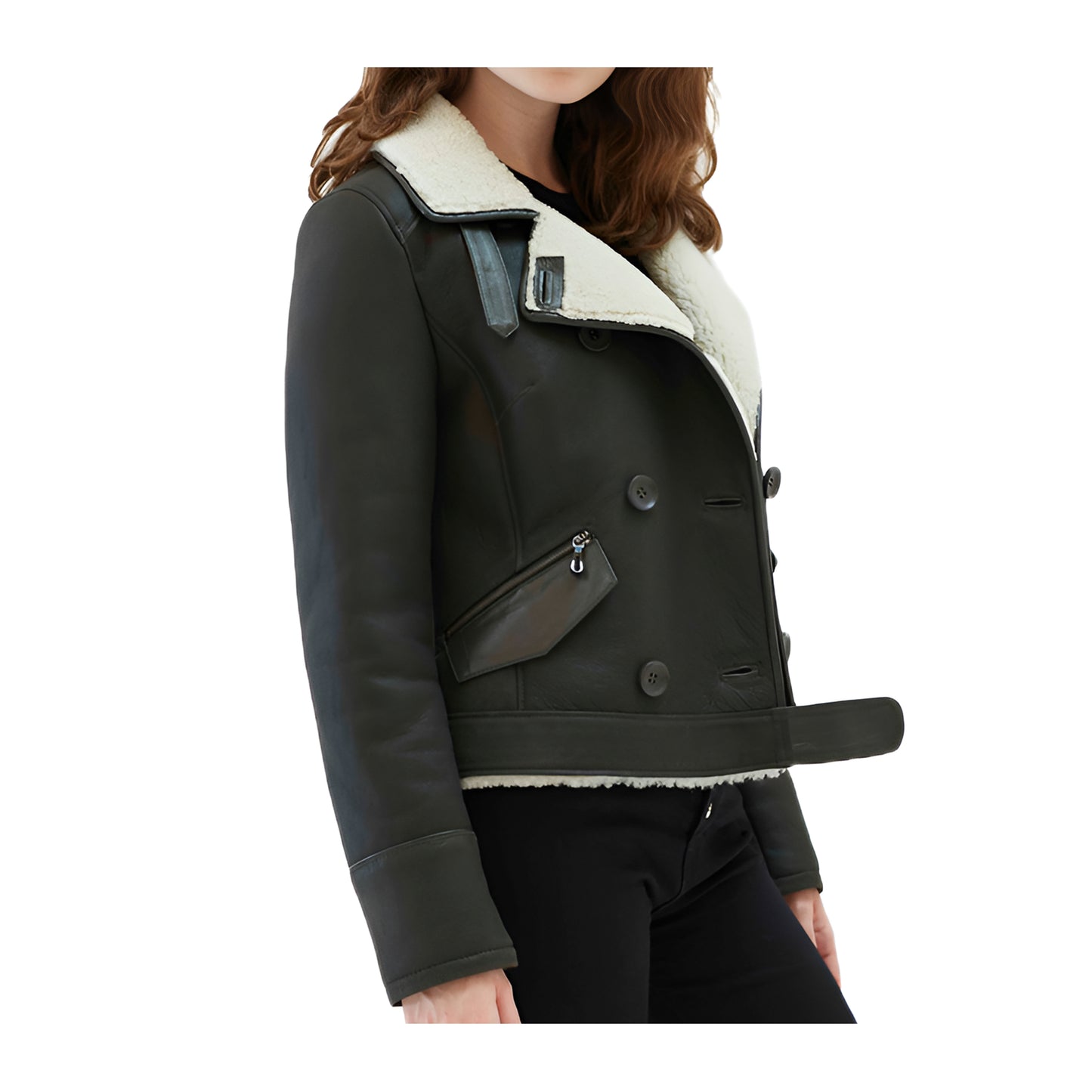 Blouson aviateur mouton retourné femme