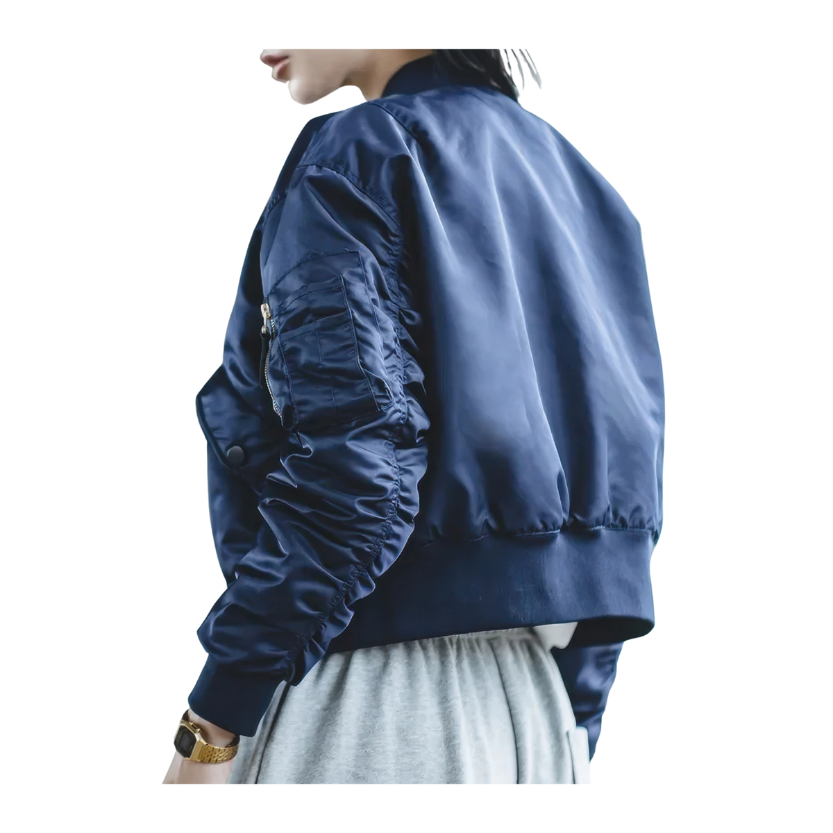 Blouson bleu aviateur femme zippé