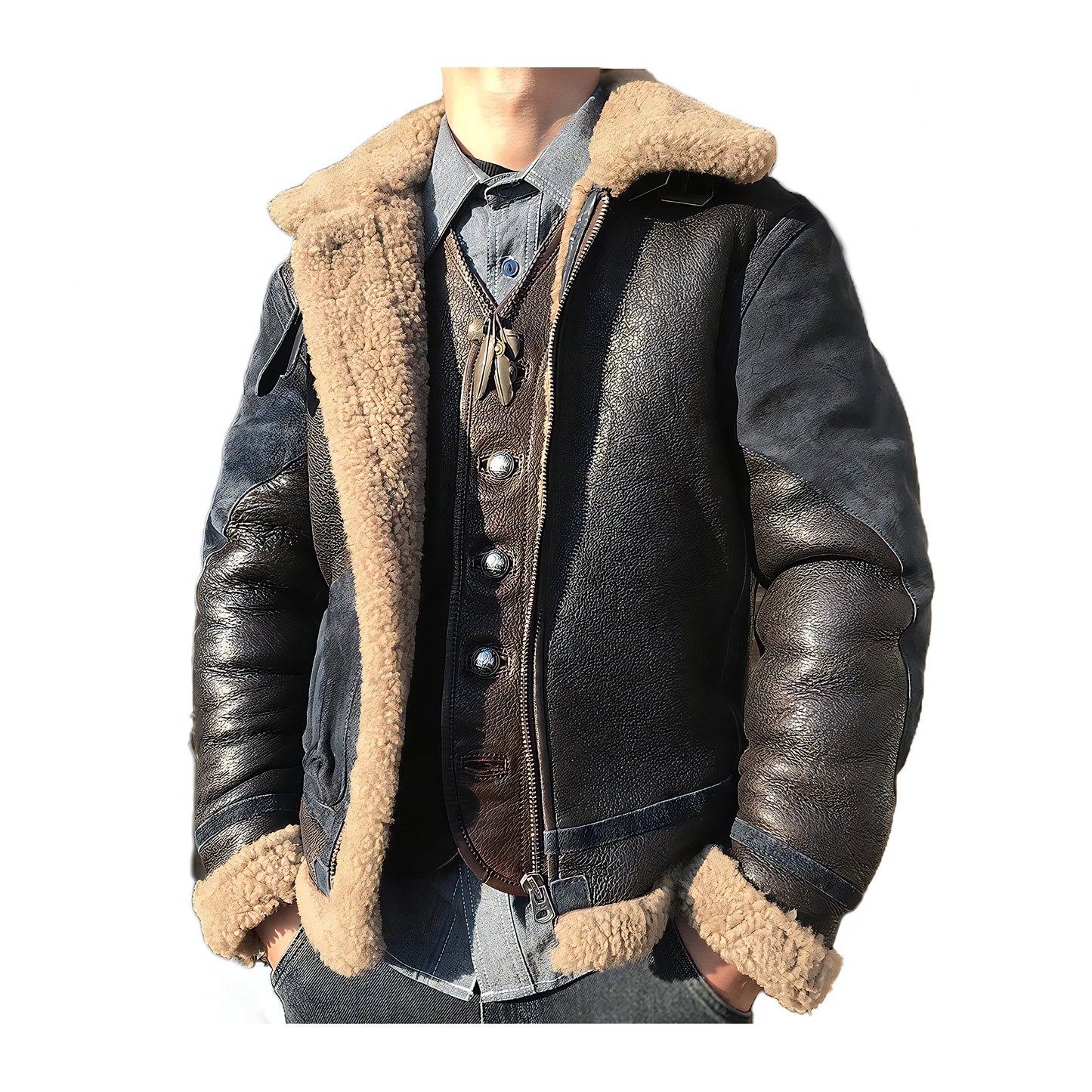 Blouson bombardier hommes bleu