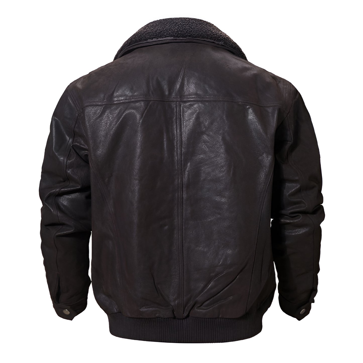 Blousons aviateur cuir noir col fourrure