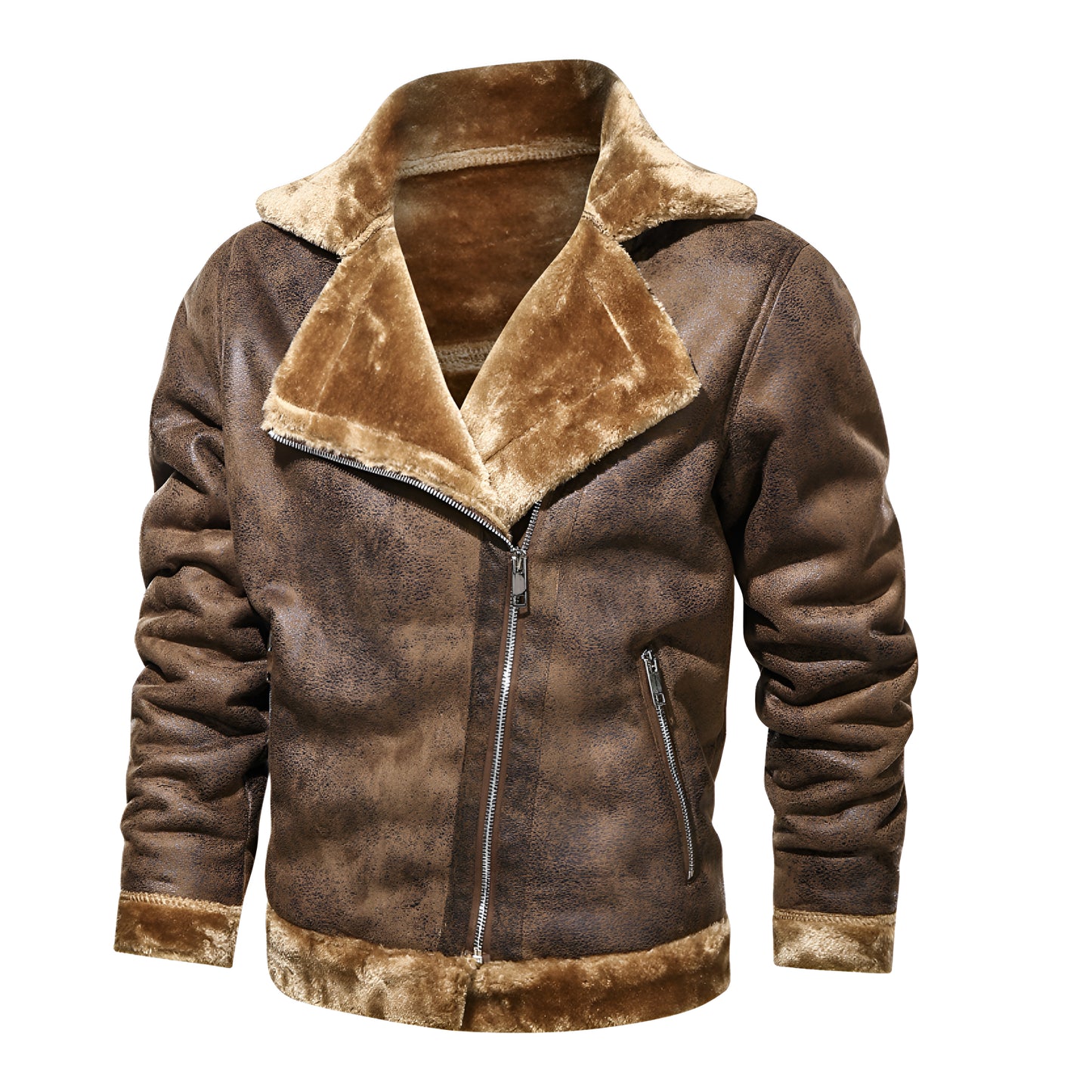 Blousons Aviateur Fausse Fourrure Hommes