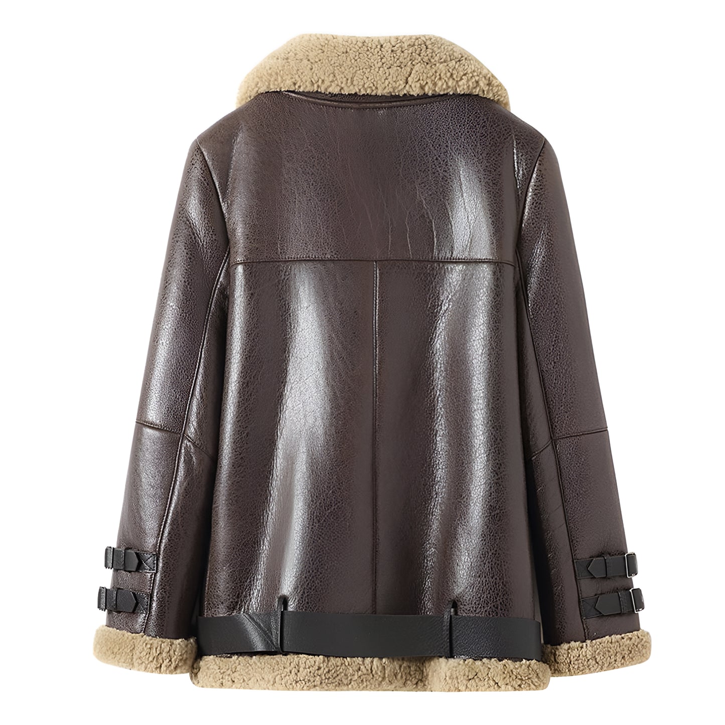 Blousons cuir marron femmes