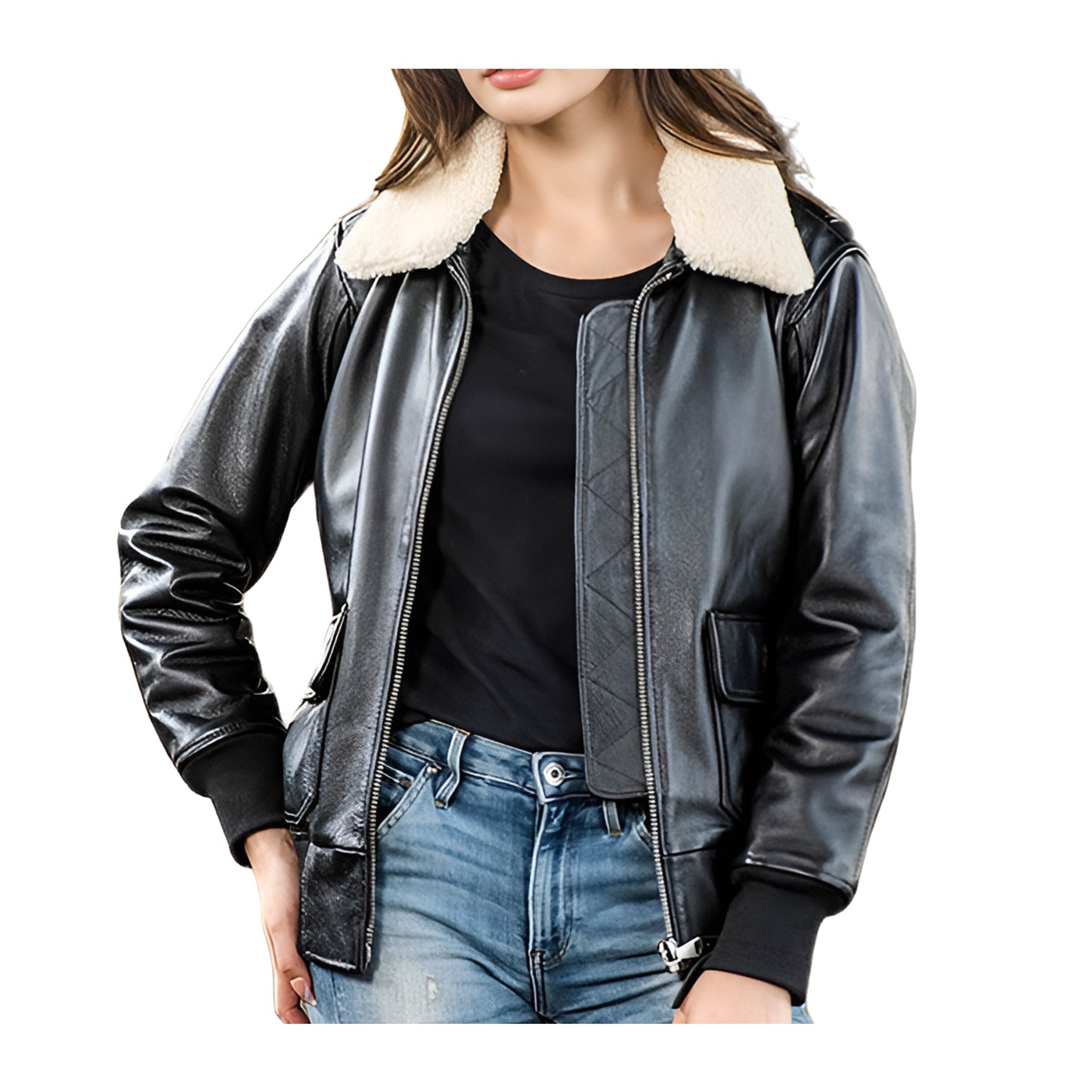 Blousons Cuir Pilote Femmes