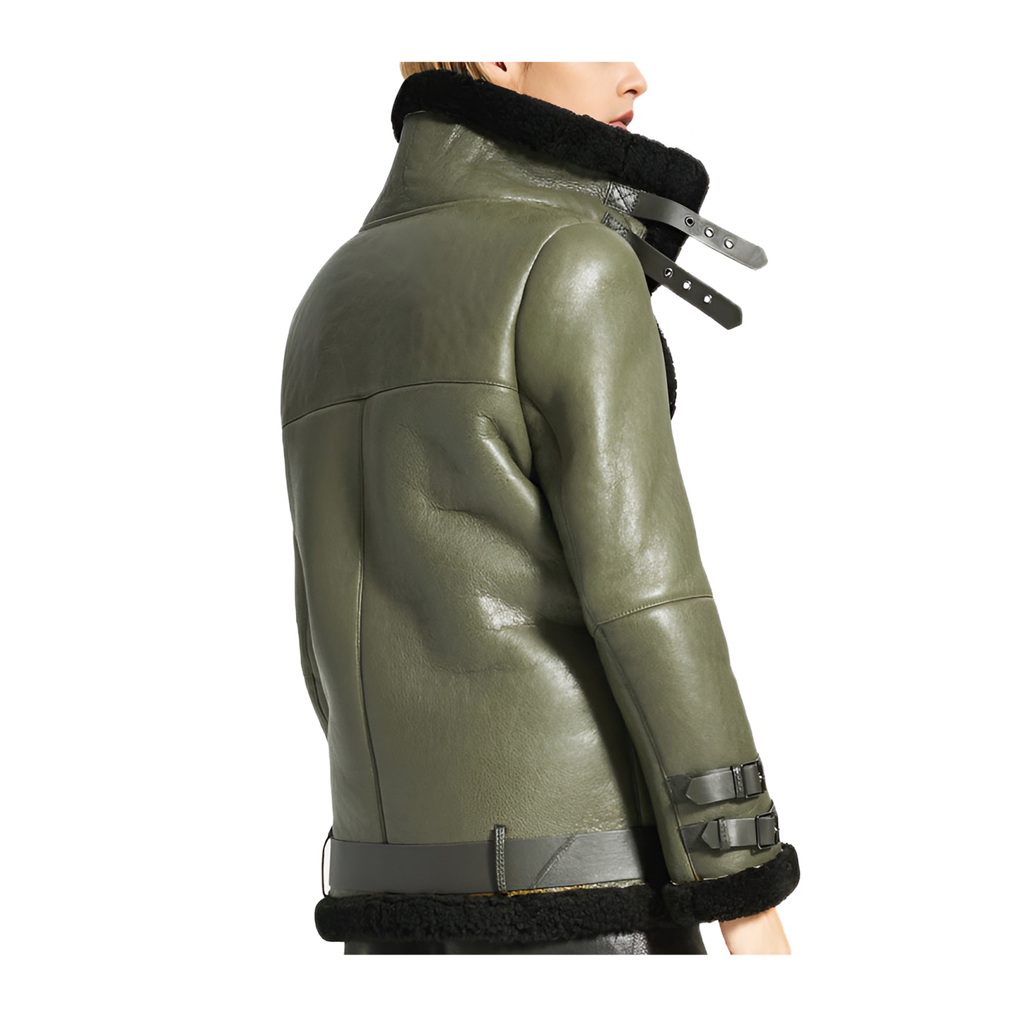 Blousons cuir vert femmes