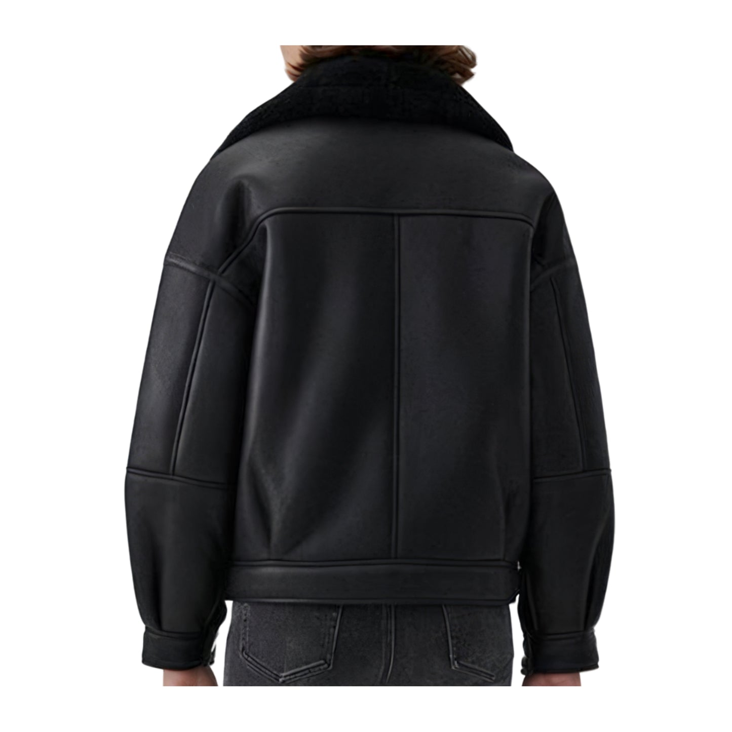 Blousons noir aviateur cuir mouton femme