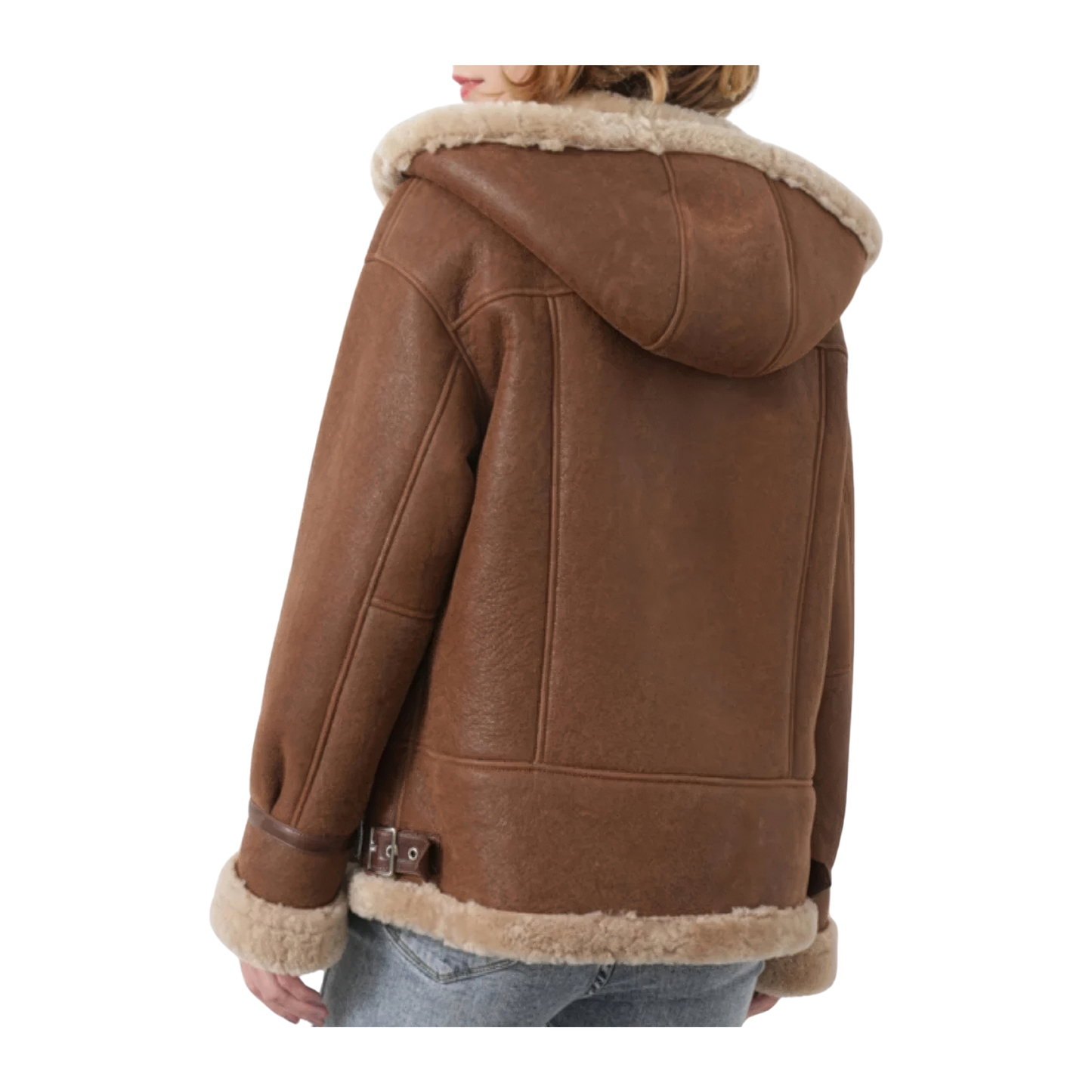 Bombardier cuir femme capuche