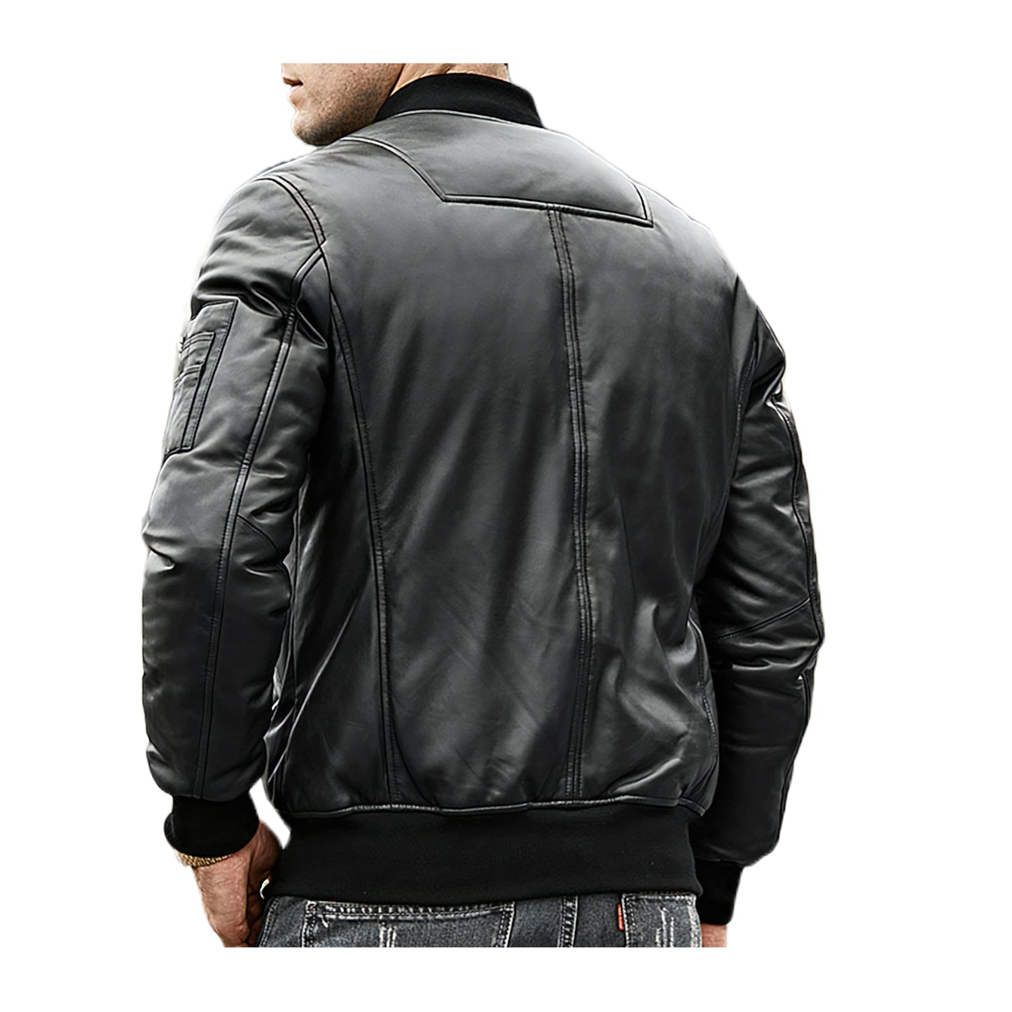 Bombers cuir noir hommes