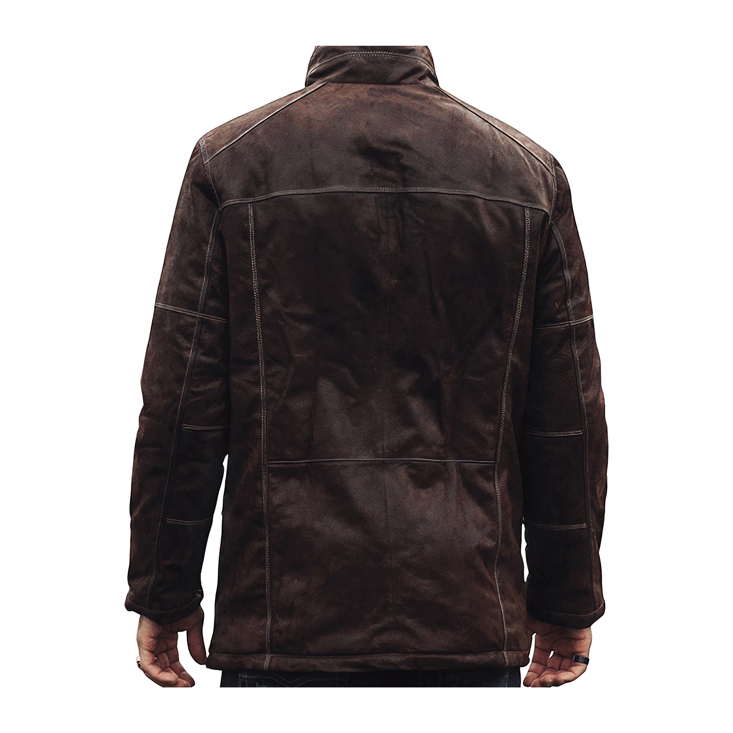 Cuir daim manteau aviateur homme