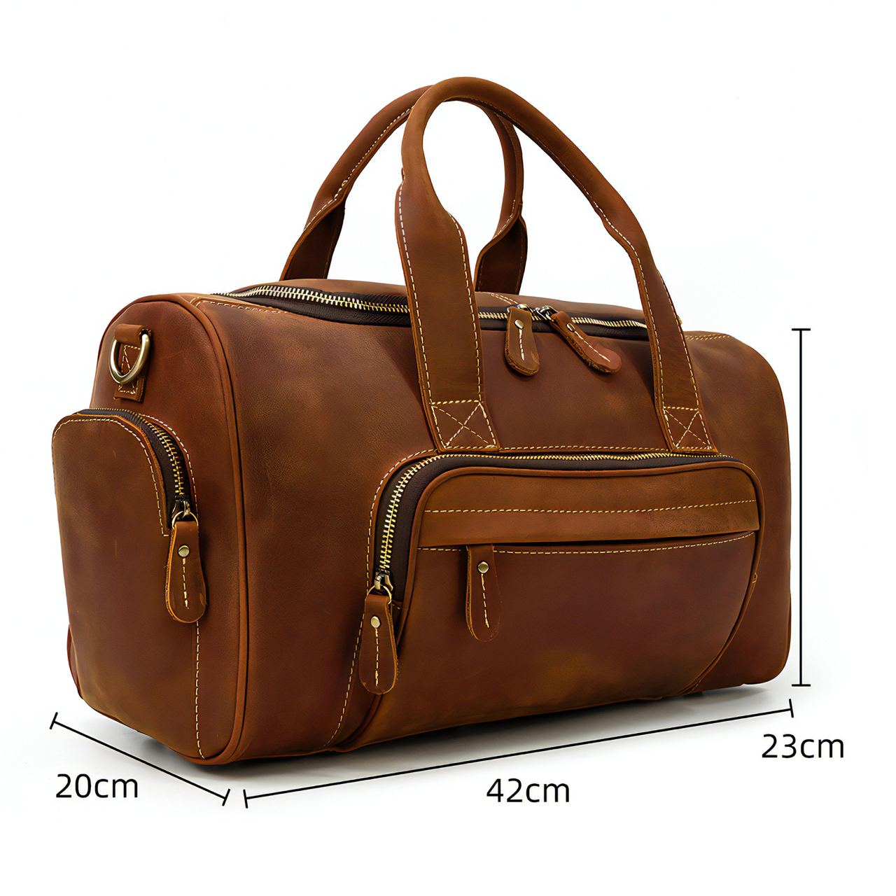 Dimension Sac Week End Cuir Marron