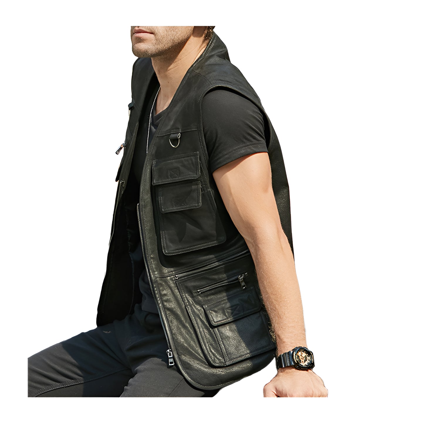 Gilet cuir aviateur homme