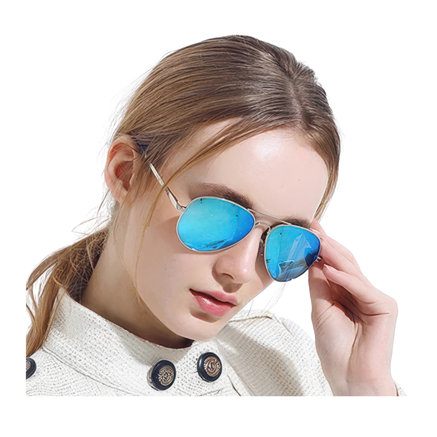 Lunettes aviateur femme bleues