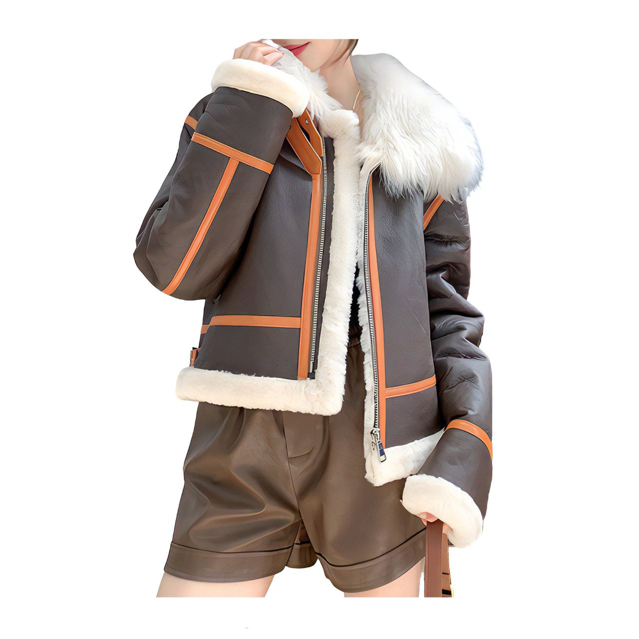 Manteau femme aviateur fourrure