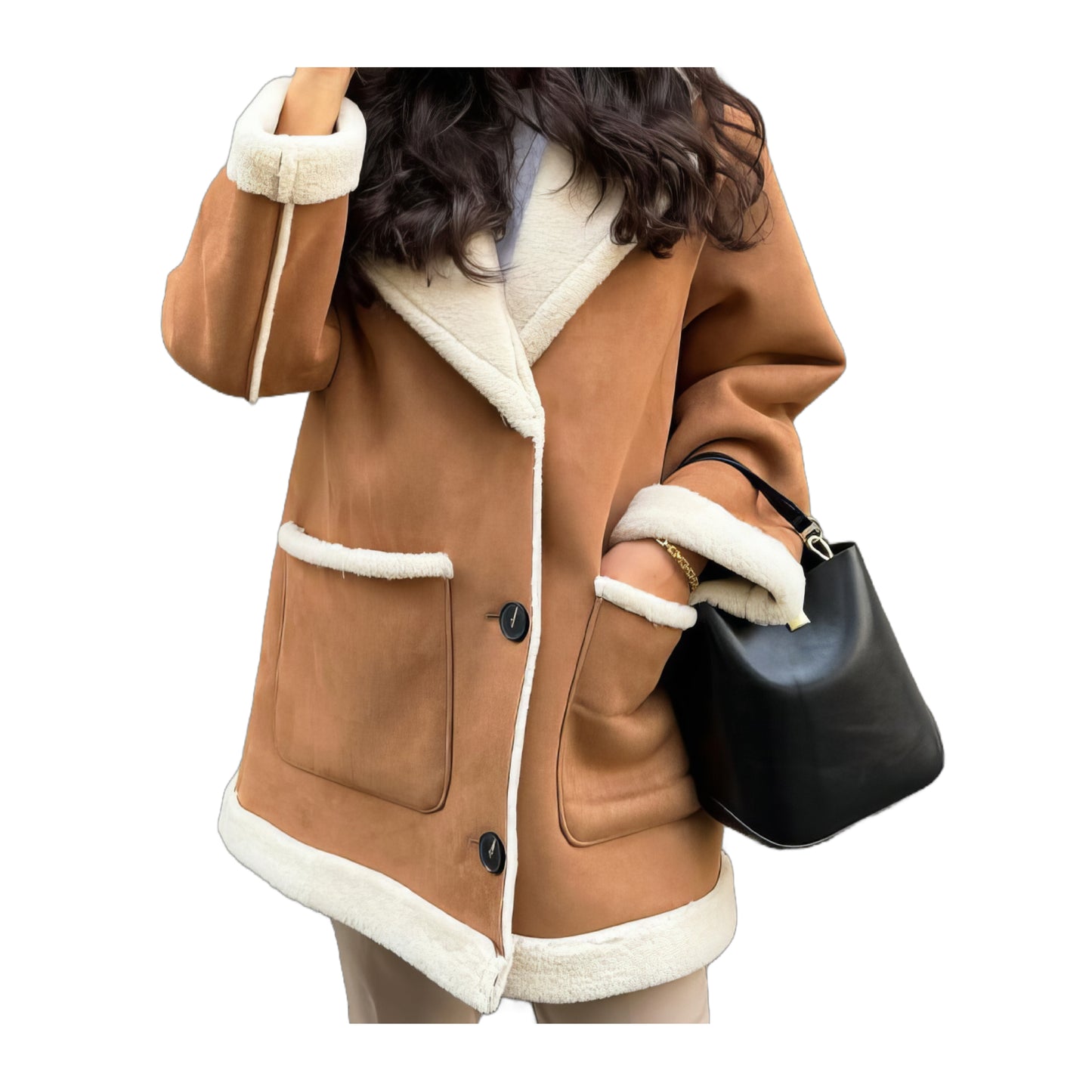 Manteau femme camel mi long