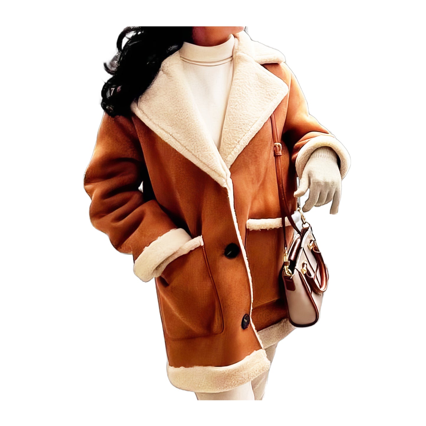 Manteau mi long camel femme
