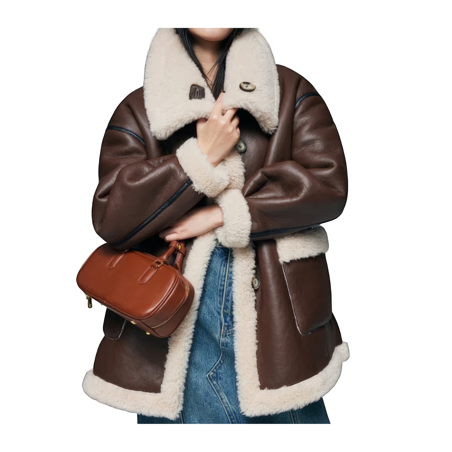 Manteau oversize aviateur marron