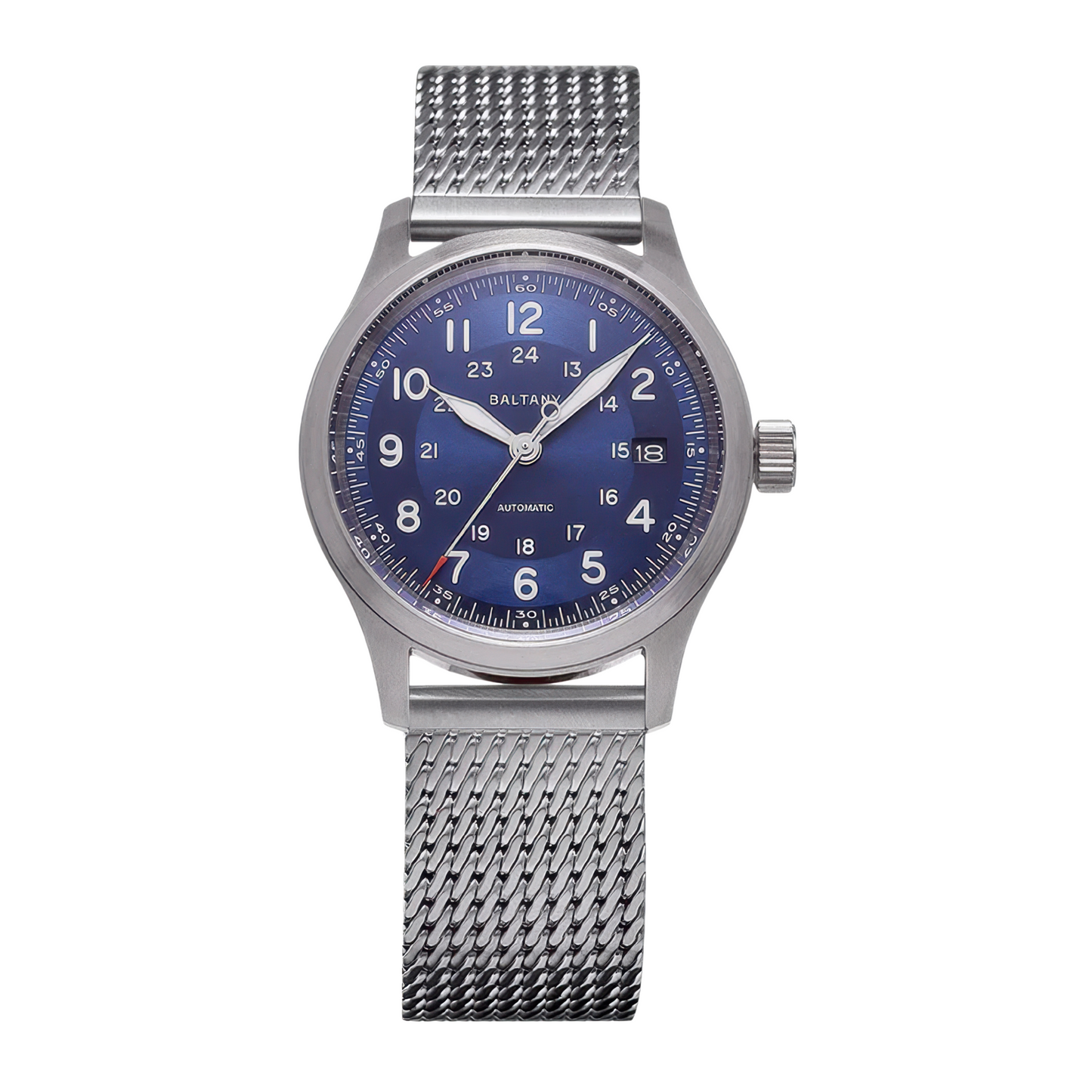 Montre aviateur automatique cadre bleu