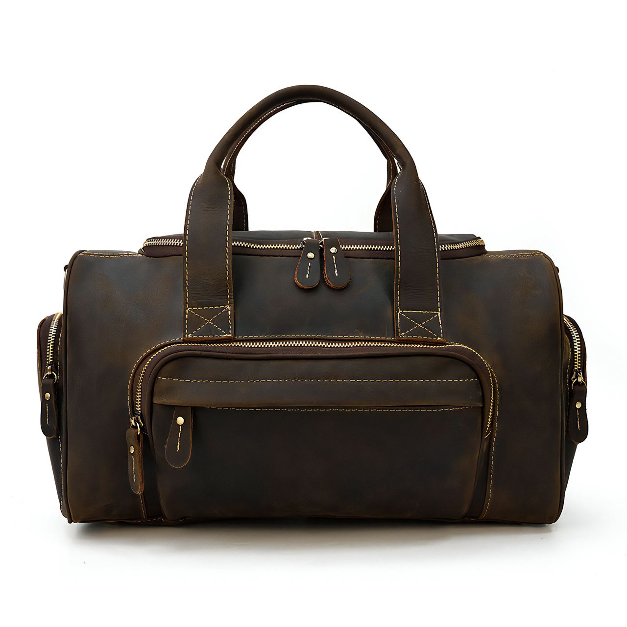 Sac Week End Cuir Marron Foncé