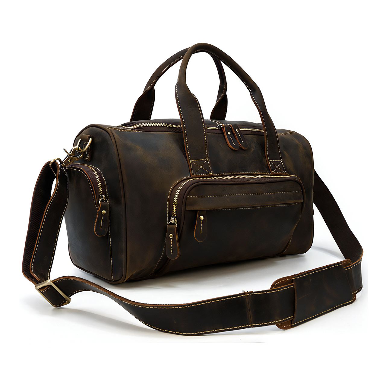 Sacs Week End Cuir Marron Foncé