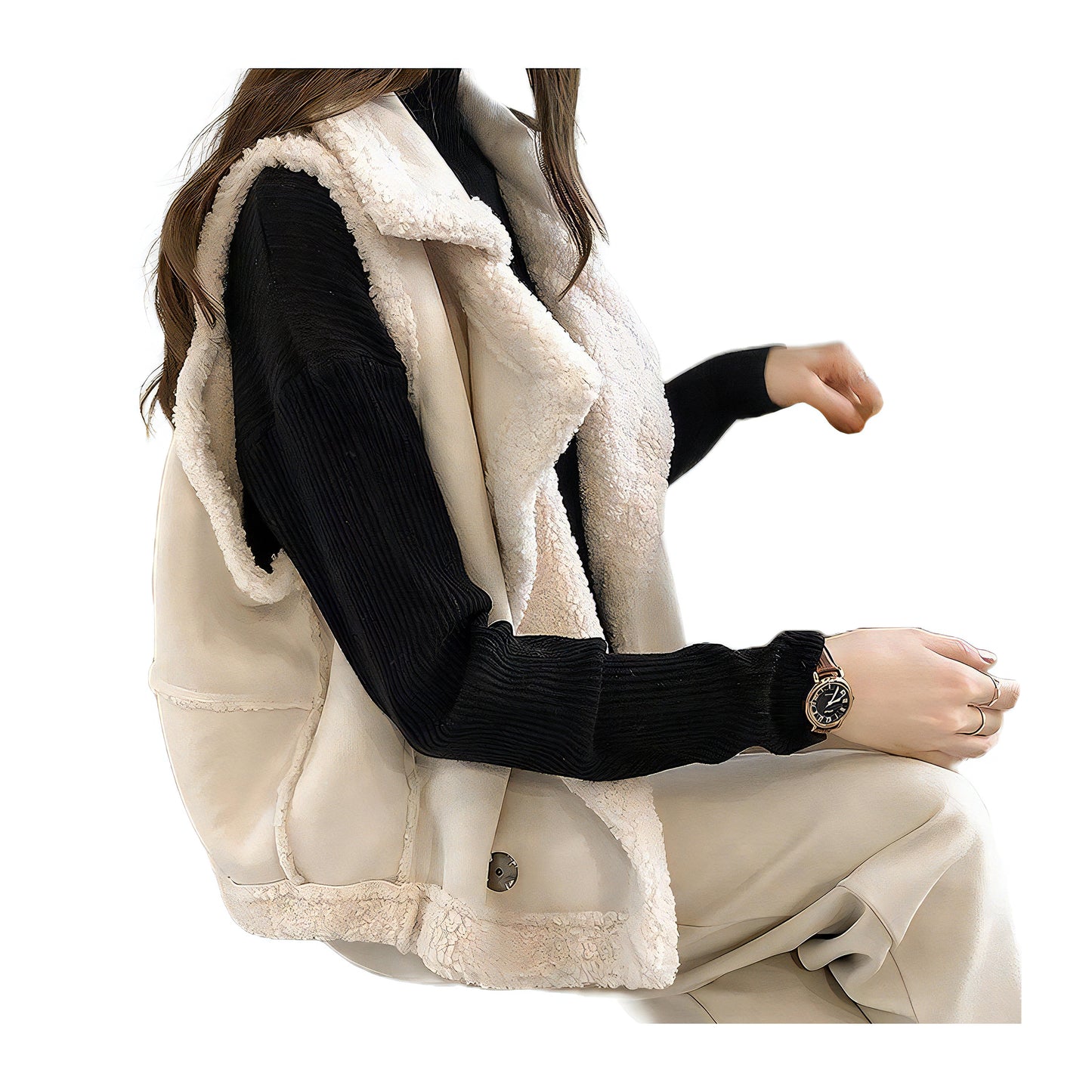 Veste aviateur beige femme sans manche