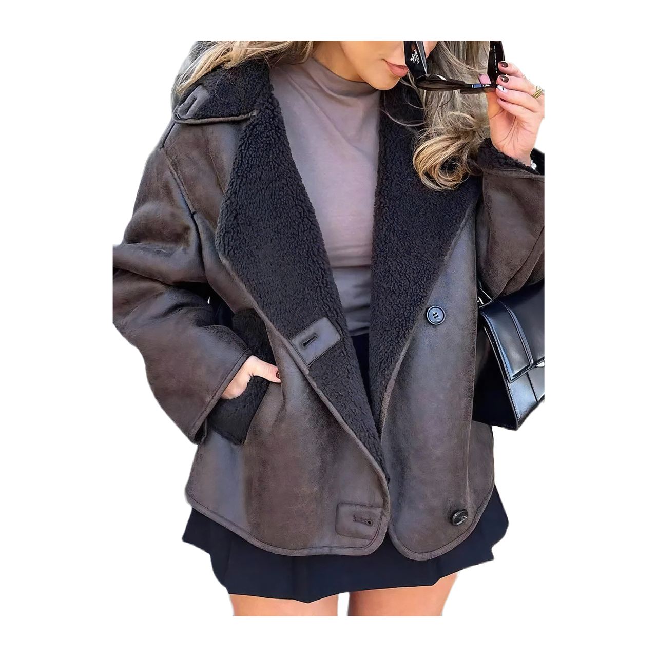 Veste aviateur femme marron foncé