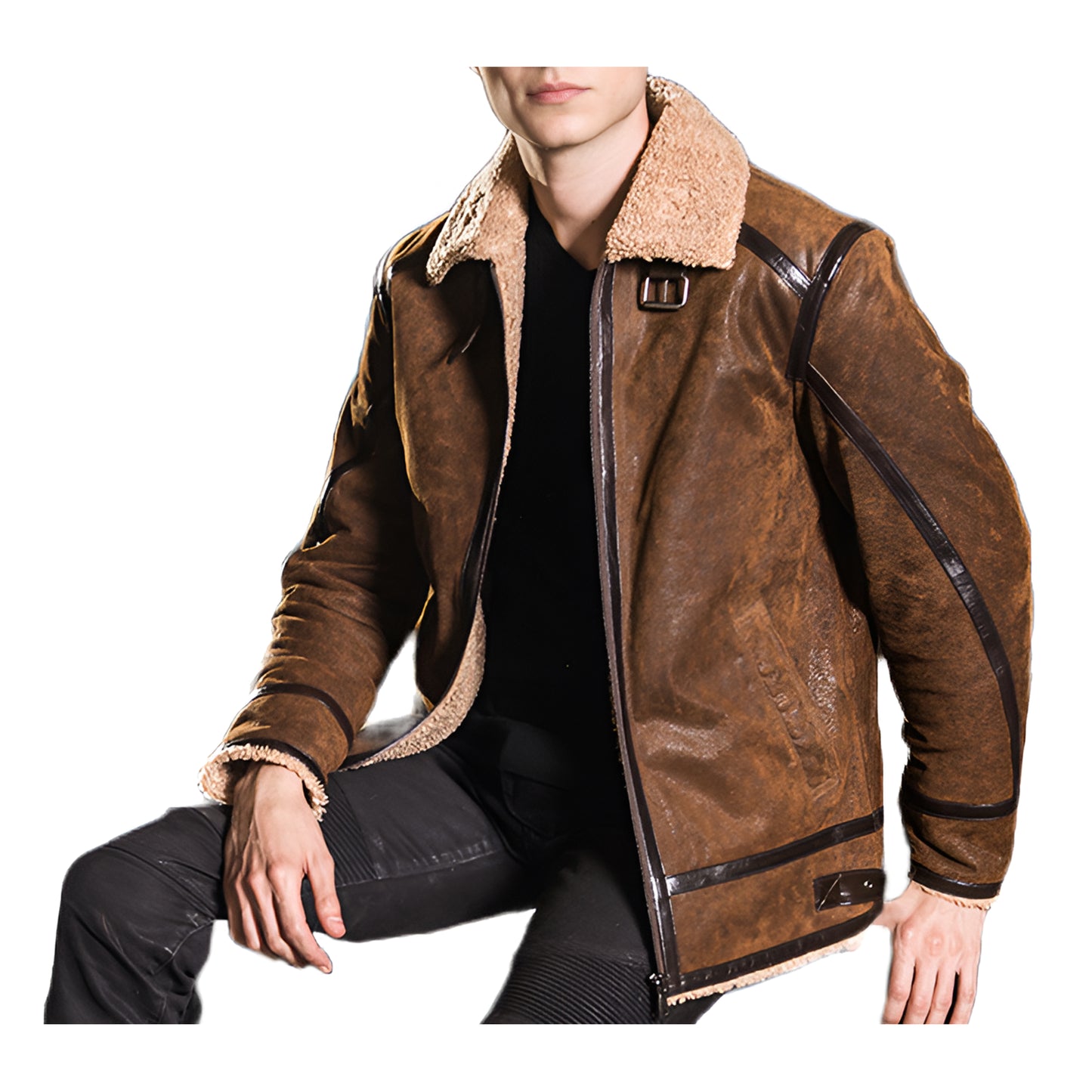 Veste aviateur marron daim hommes