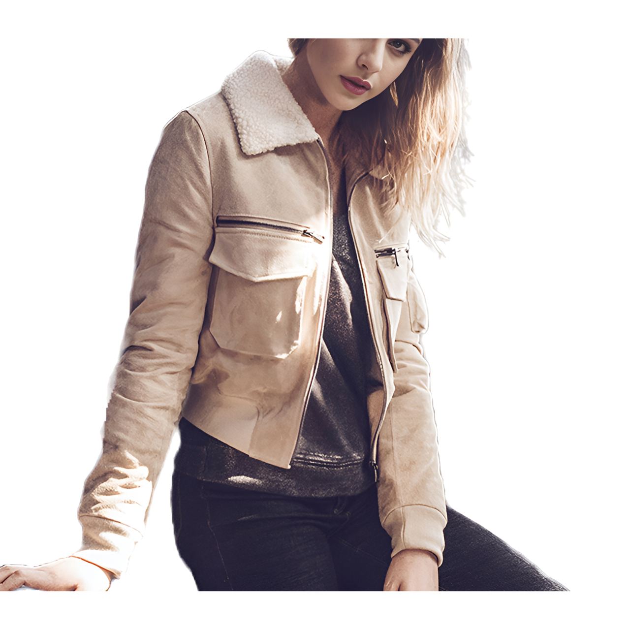 Veste Beige Cuir