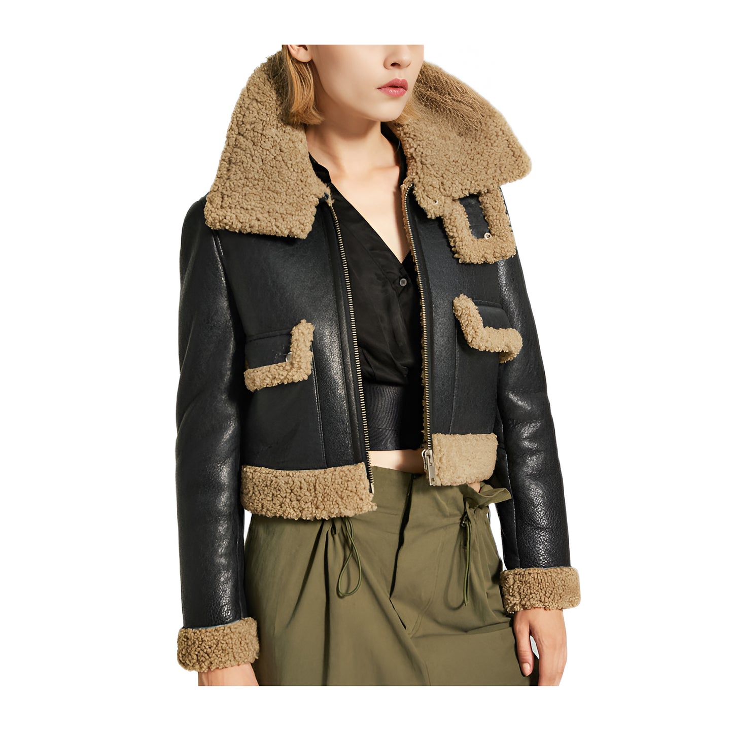 Veste col fourrure femme