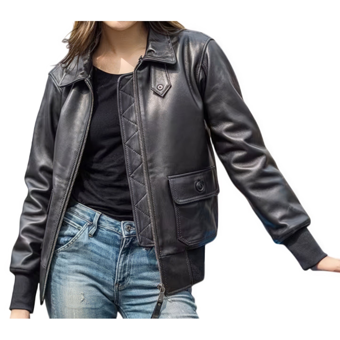 Veste cuir aviateur femme