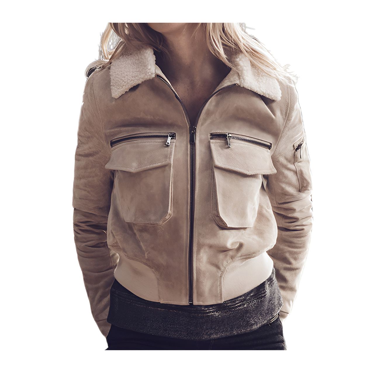 Veste Cuir Beige