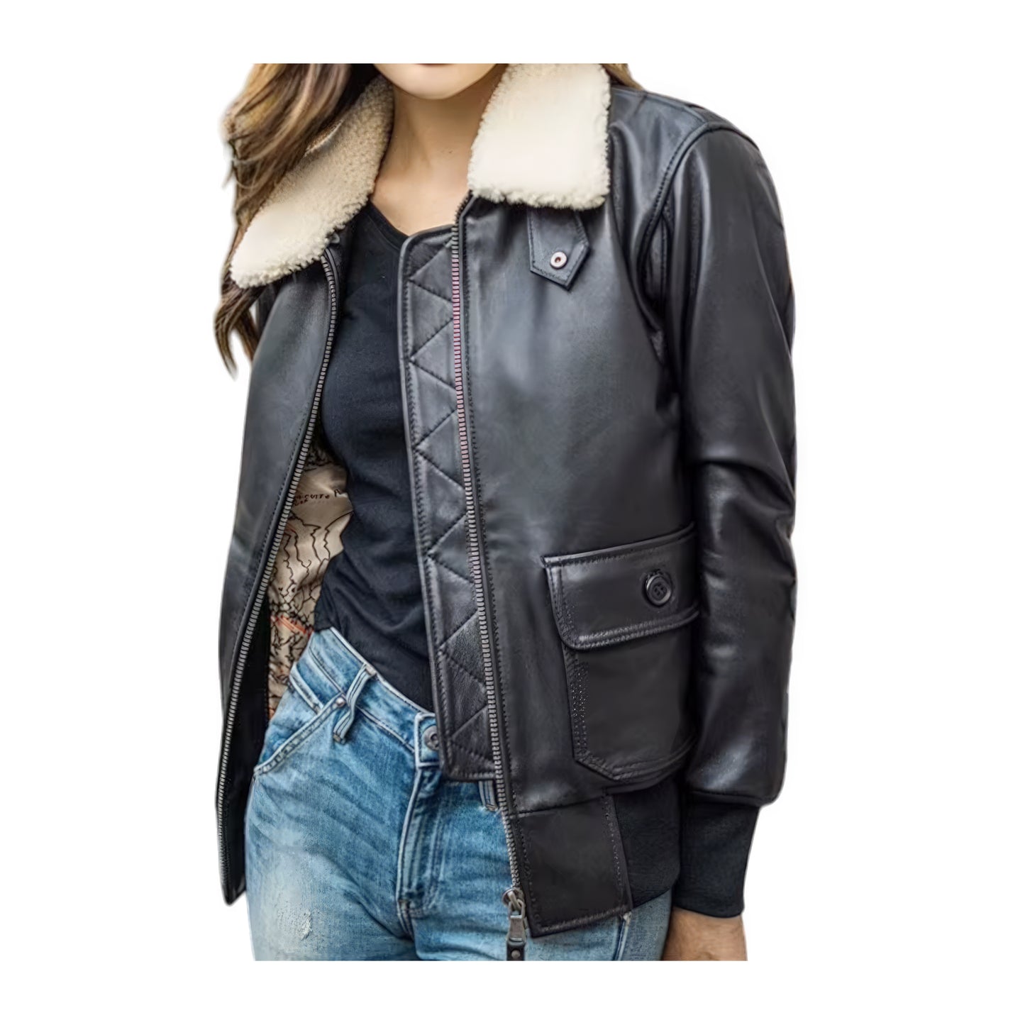 Veste cuir femme aviateur
