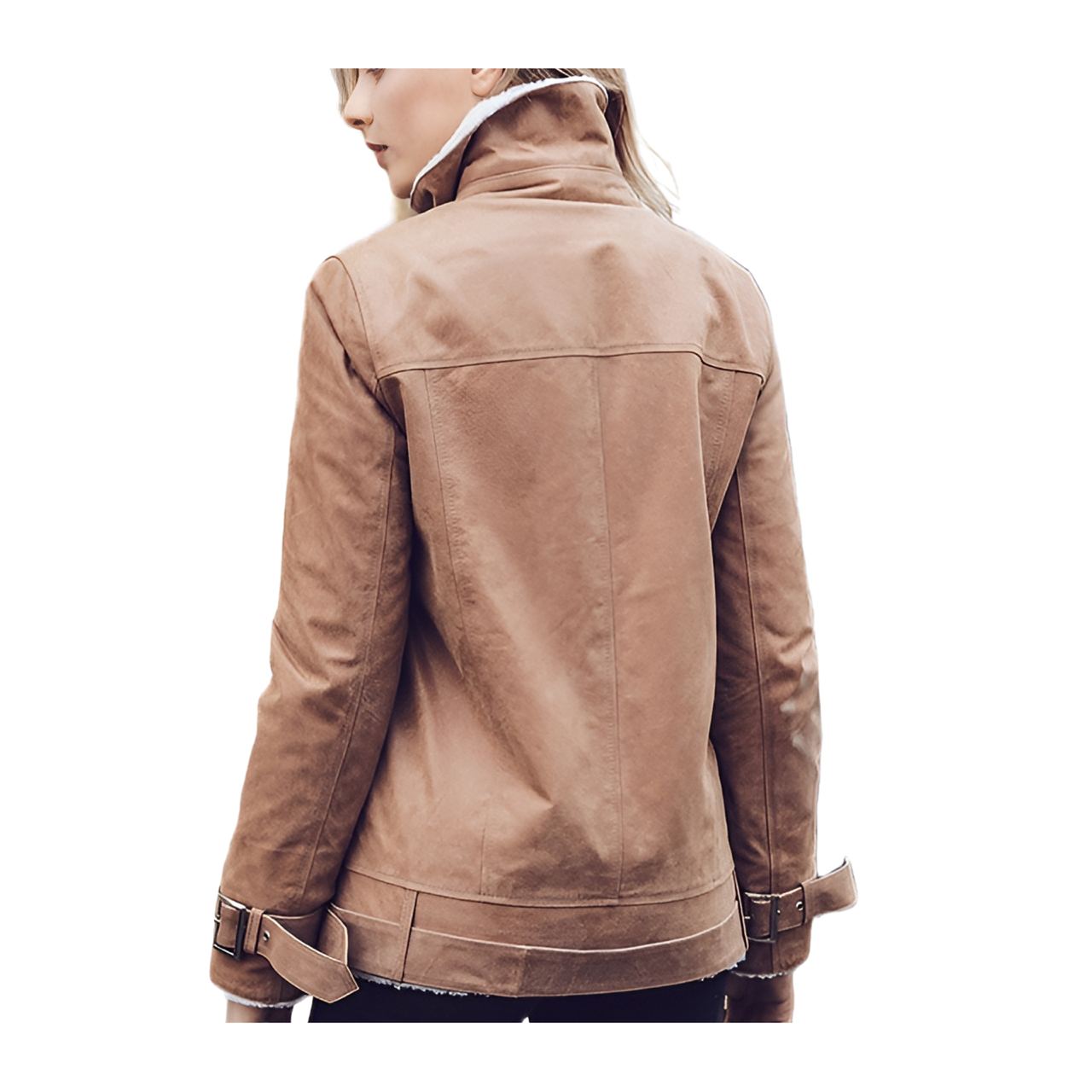 Veste Cuir Femme Camel