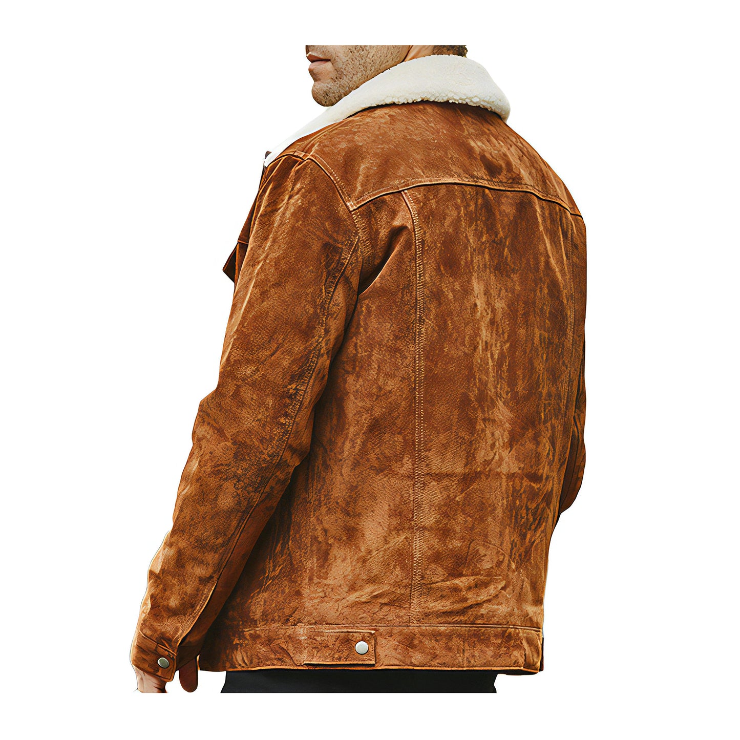 Veste daim homme col mouton