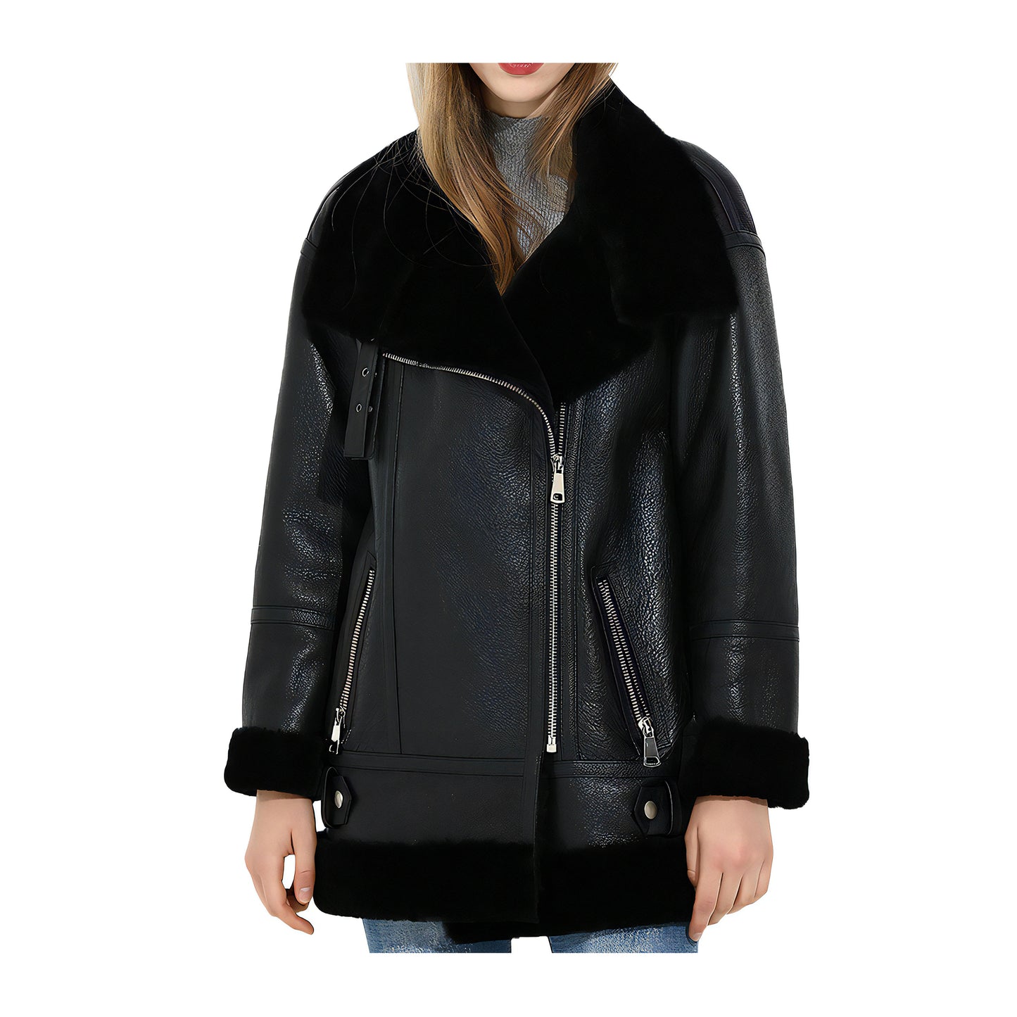 Veste laine noir femme