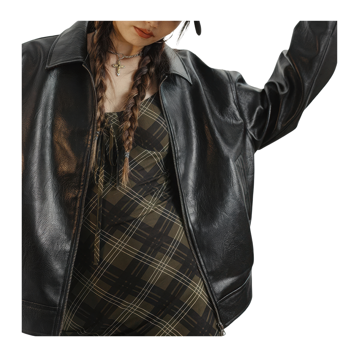 Veste noir aviateur femme