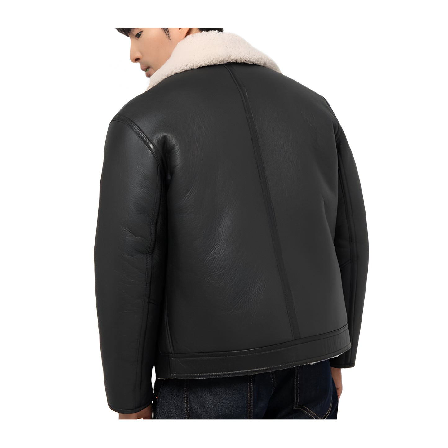 Veste Noir Homme Peau Lainée
