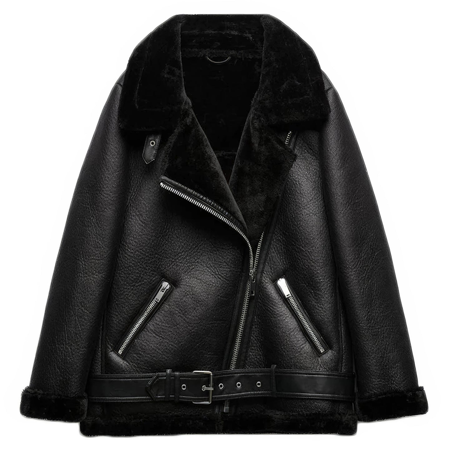 Veste simili cuir noir femme