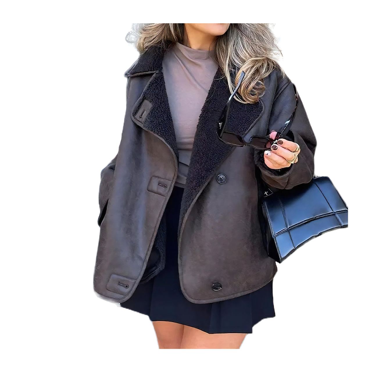 Vestes aviateur femme marron foncé