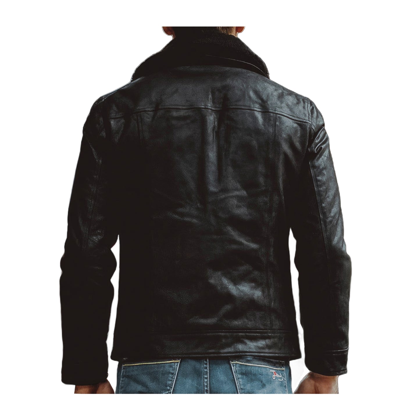 Vestes homme cuir noir vintage