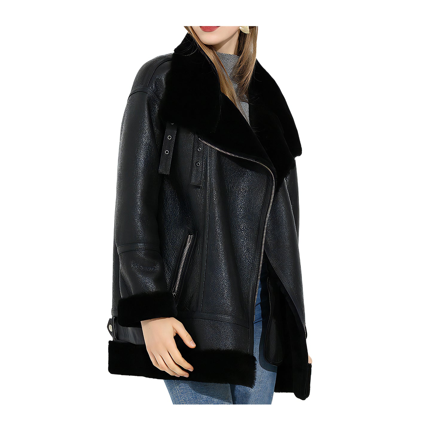 Vestes laine noire femme