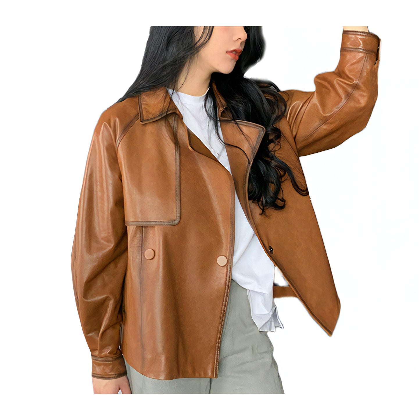 Vestes longues cuir femme