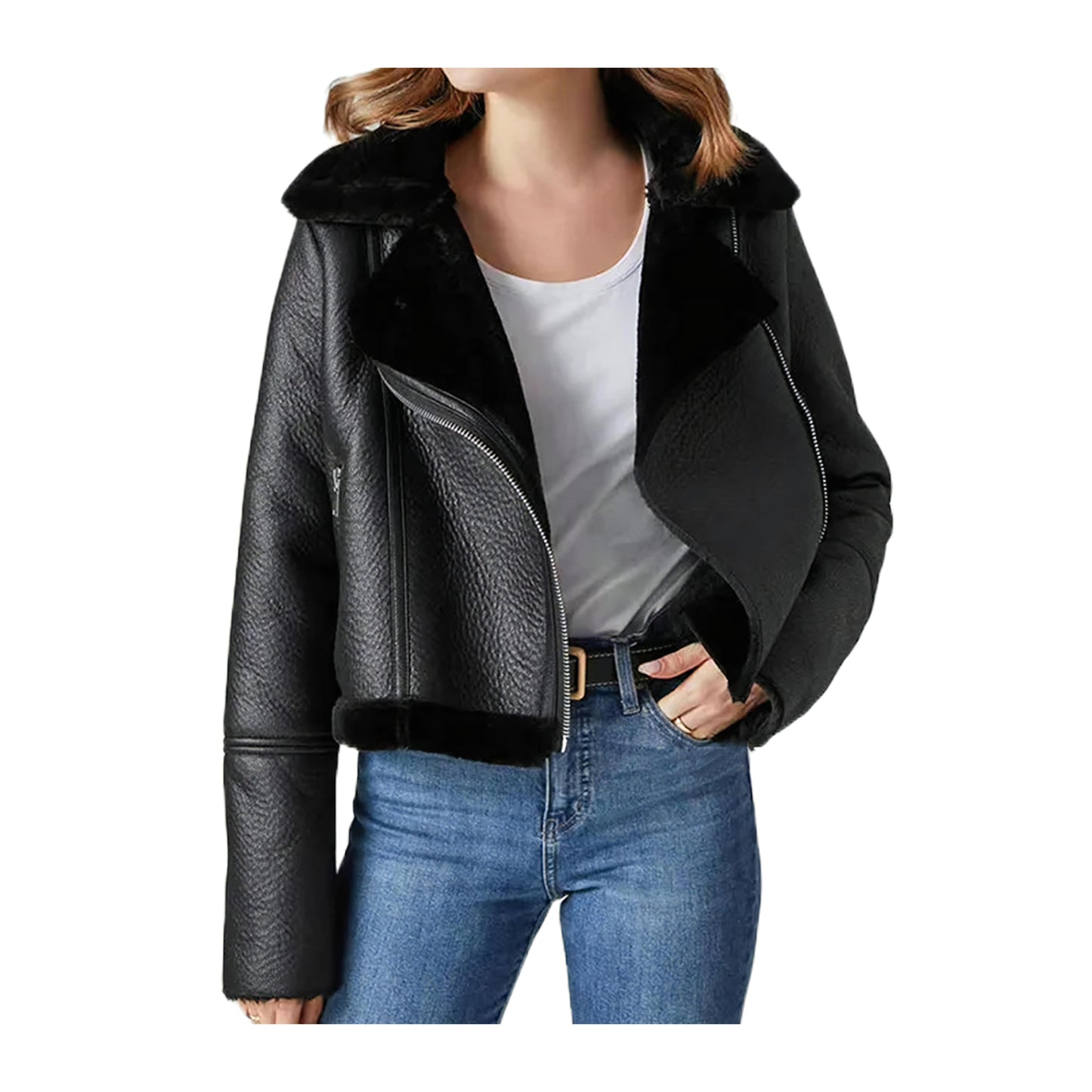 Vestes simili cuir courte femme