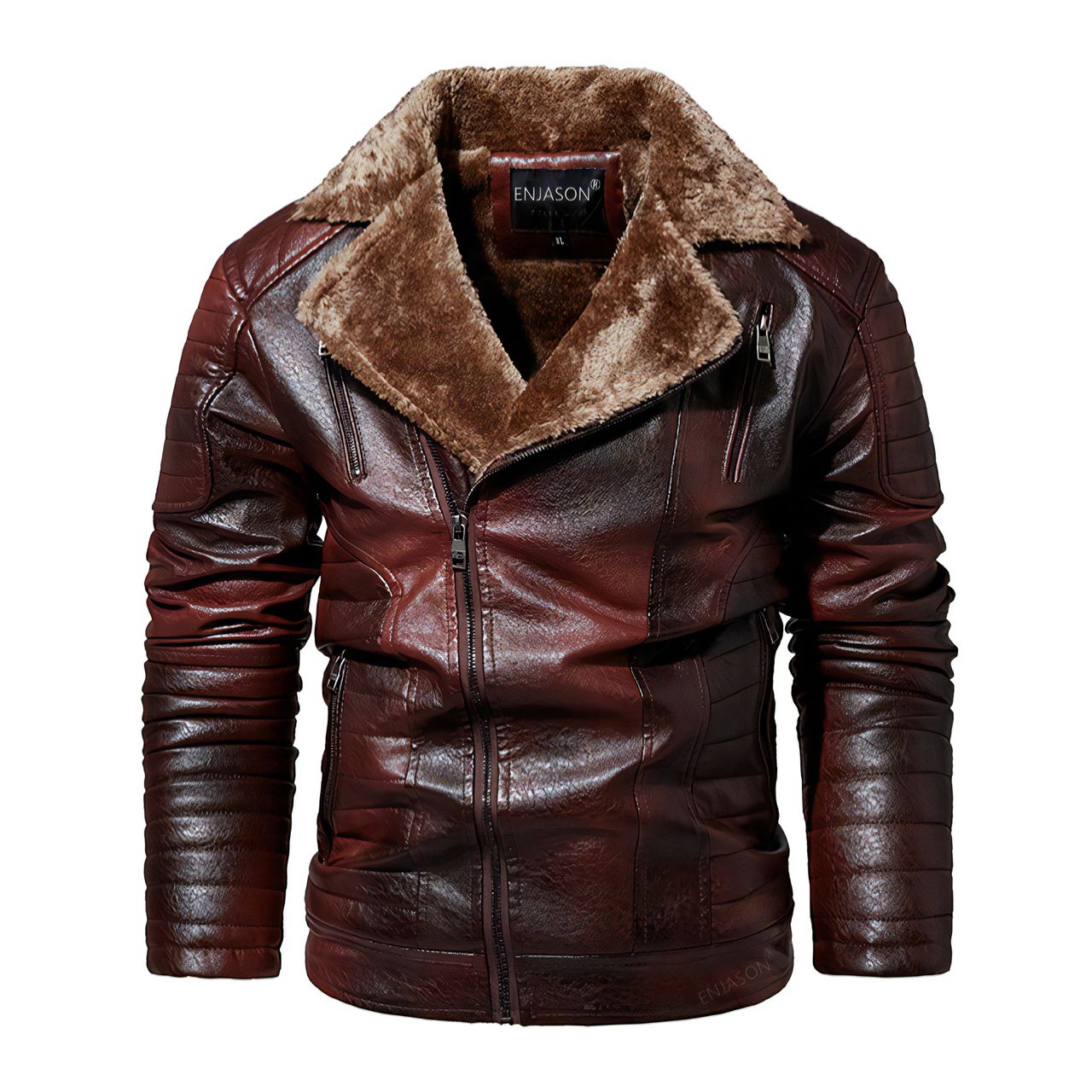 Veste Bordeaux Fausse Fourrure Homme