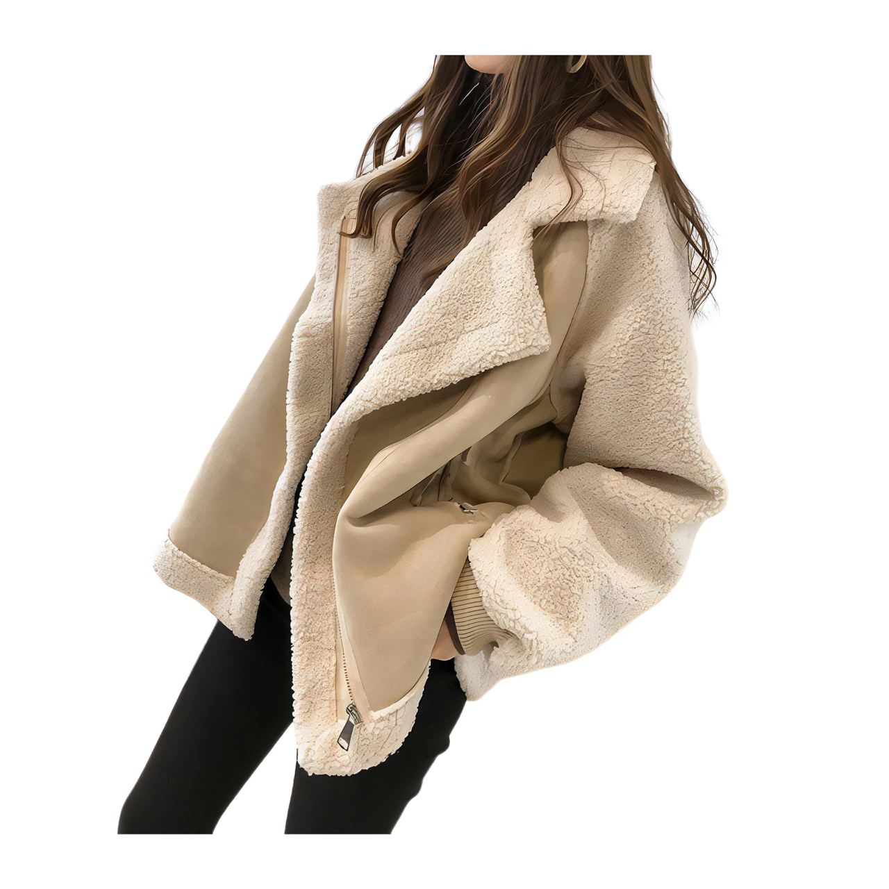 Vestes Fausse Peau Lainée Femmes