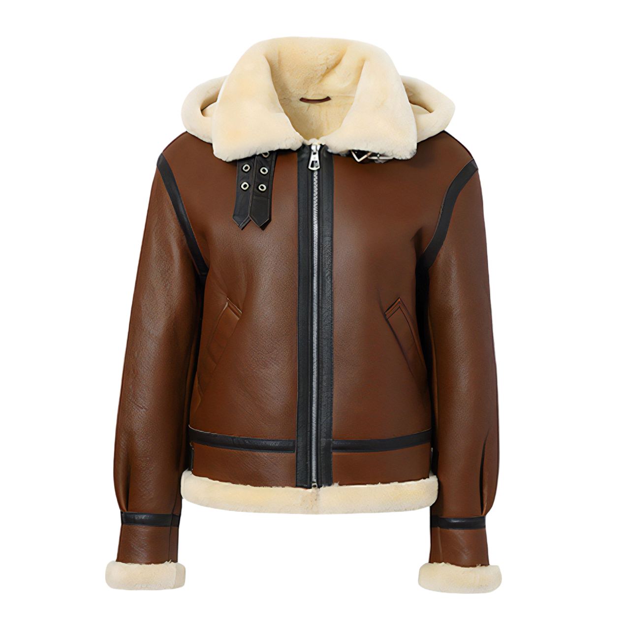 Veste Moto Bomber Femme - Similicuir Doublé Sherpa - Style Aviateur Hiver