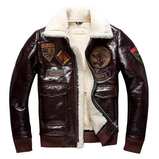 Blouson aviateur cuir fourrure homme