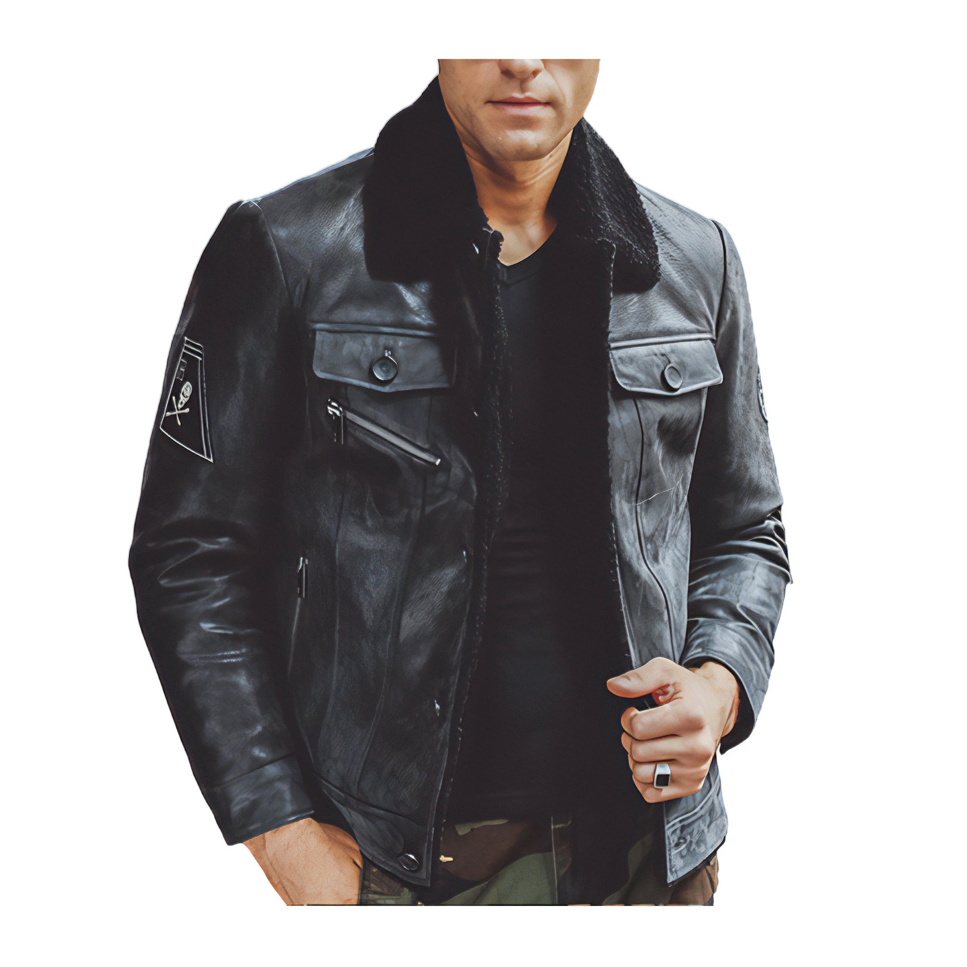 Blouson aviateur cuir noir